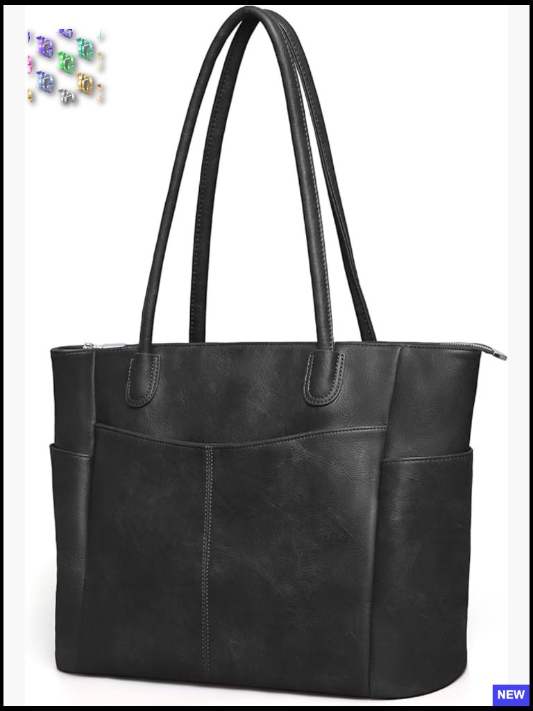 Large Vegan Leather Tote Bag Work Women Shoulder Purse Zip Top Laptop